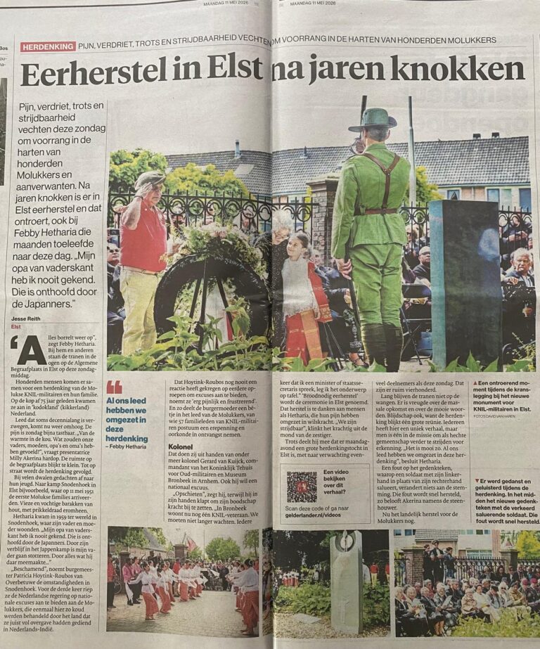 Eer herstel Molukse Knil militairen Elst.